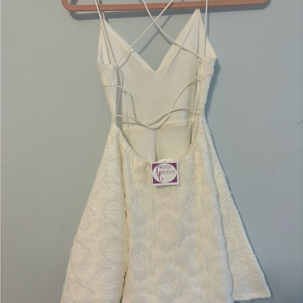 Cousin couture fit and flare white mini dress